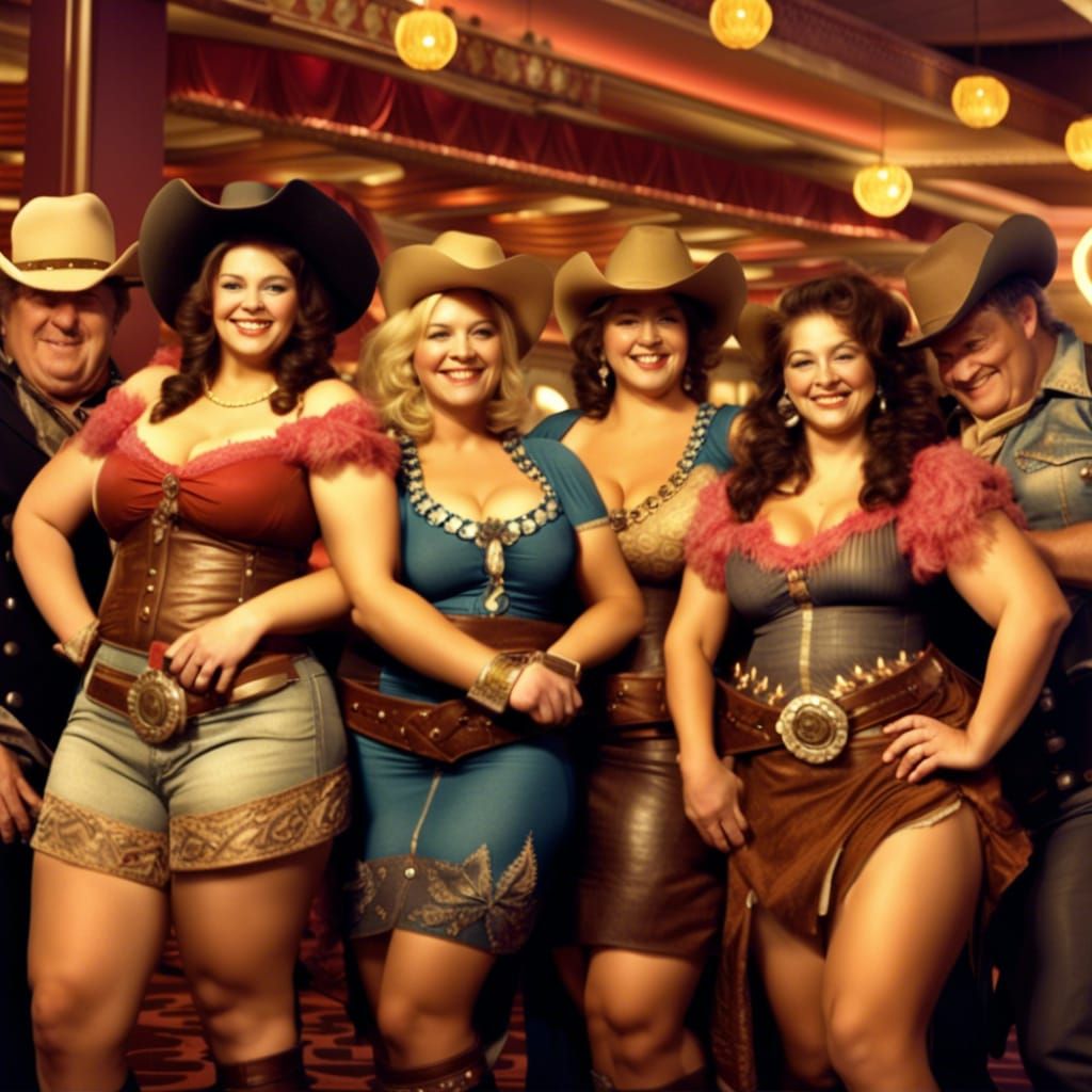 Chubby Cowgirls at Casino: Detailed Matte Painting