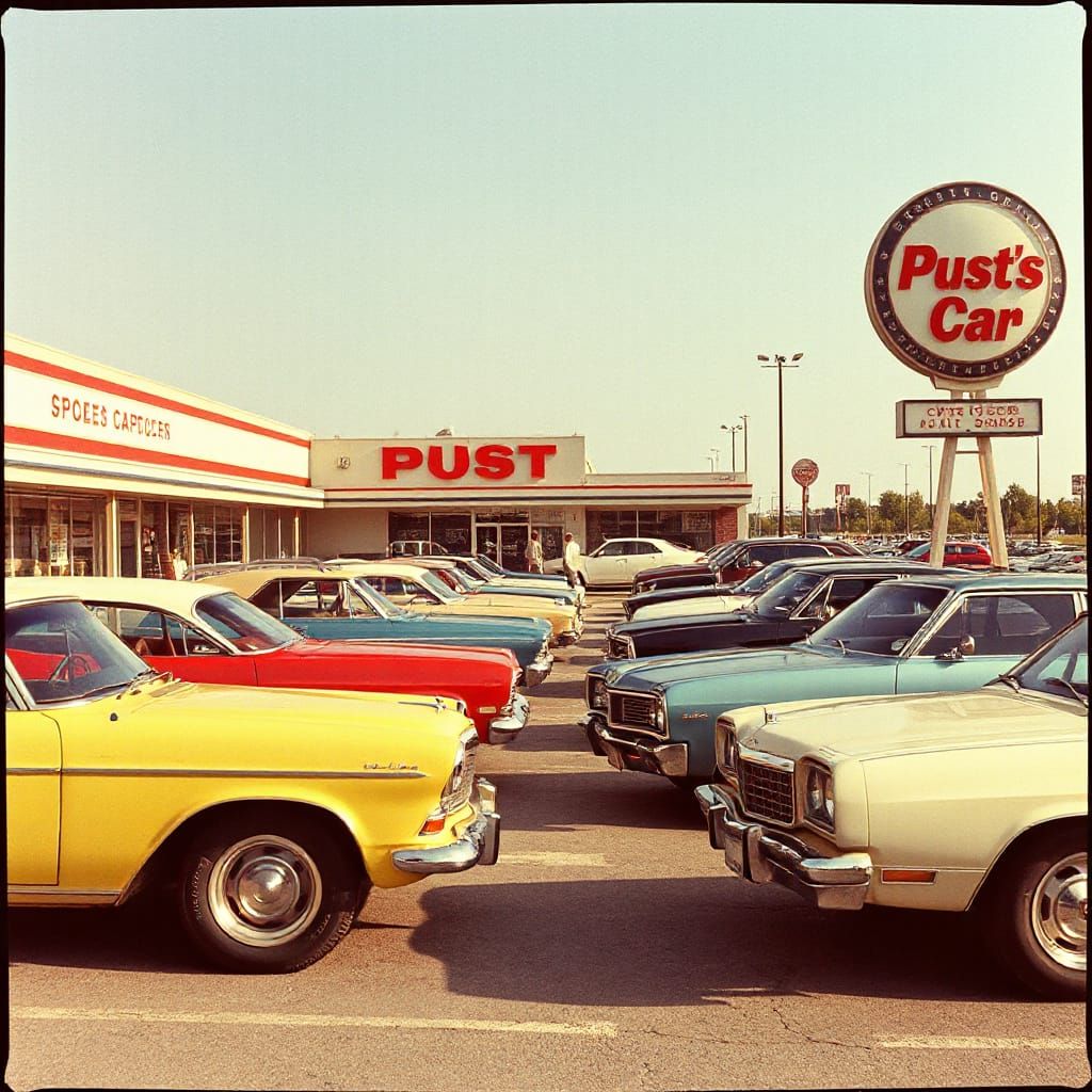 70s American Used Car Dealership Scene