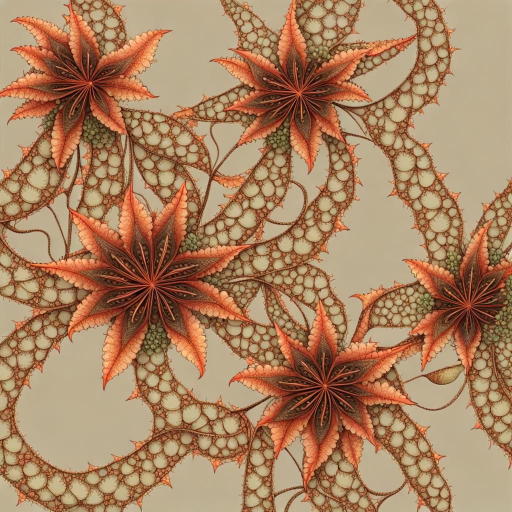 Alien Origami Flower Vine with Filigree Details