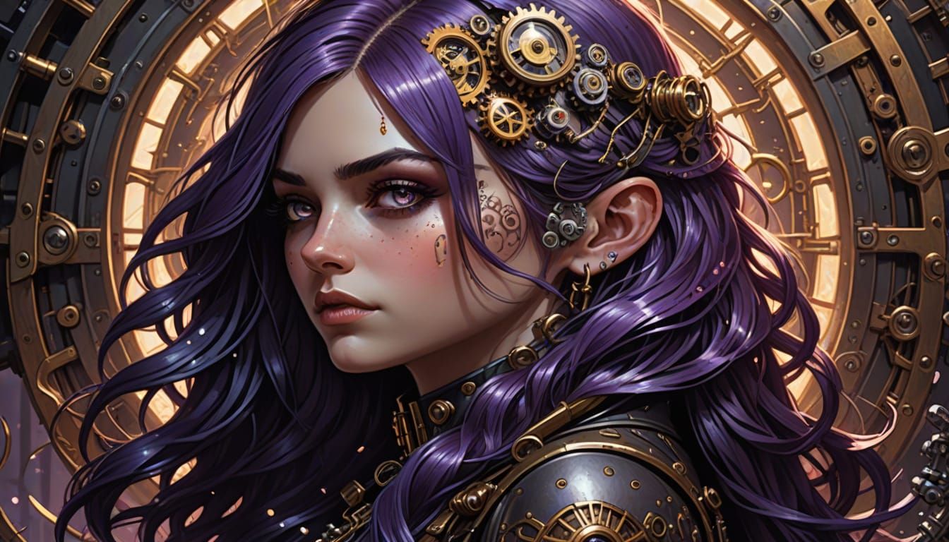 Steampunk Girl Portrait in Comic Book Style