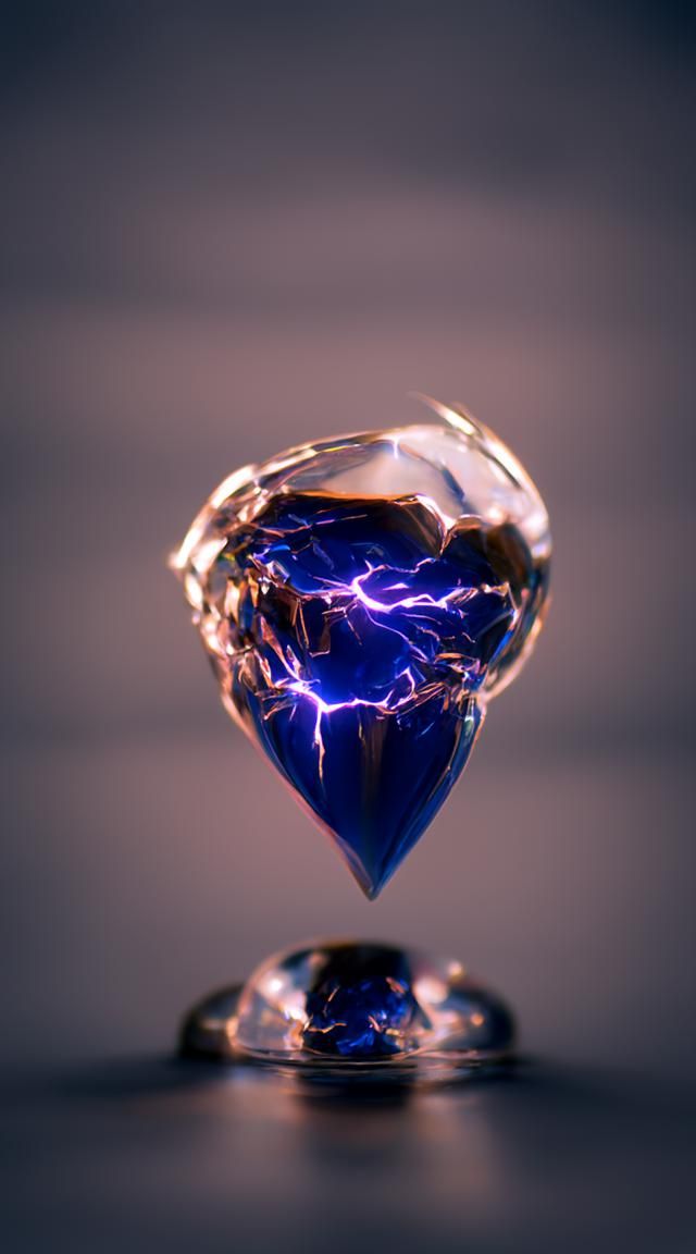 Heart Sapphire Crystal Trapping a Thunderstorm