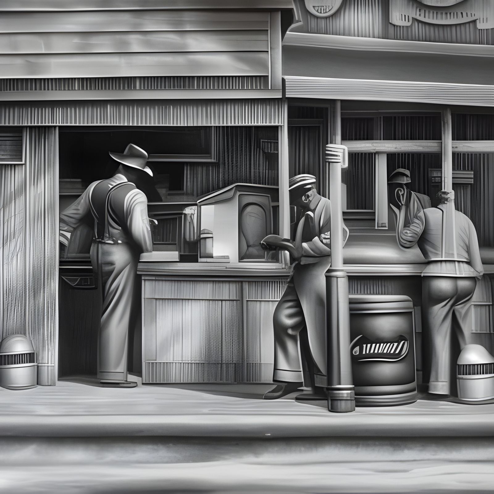 1930's Blues Juke Joint in Charcoal and Oil