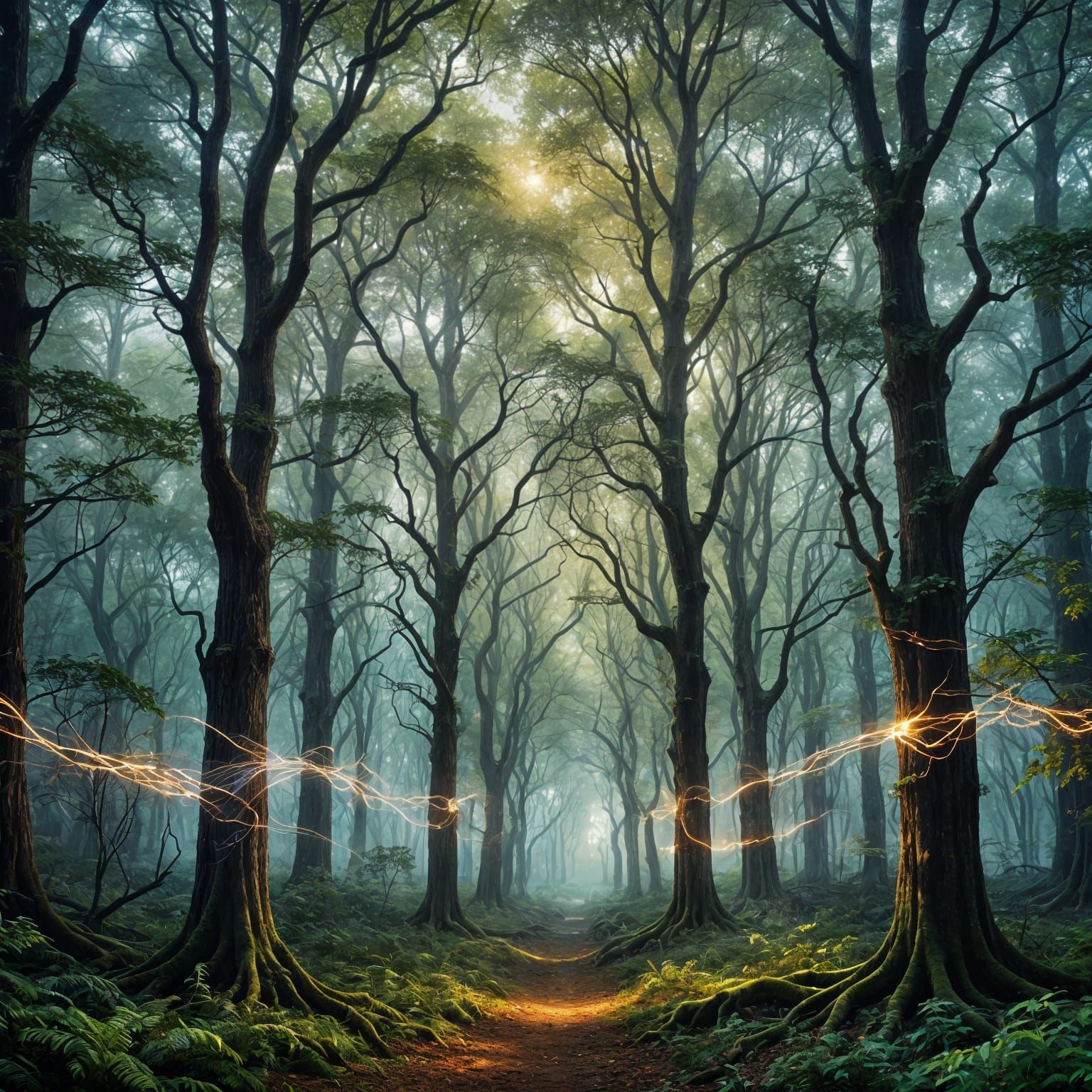 Haunted Woods: Astral Cosmic Illustration by Amaringo