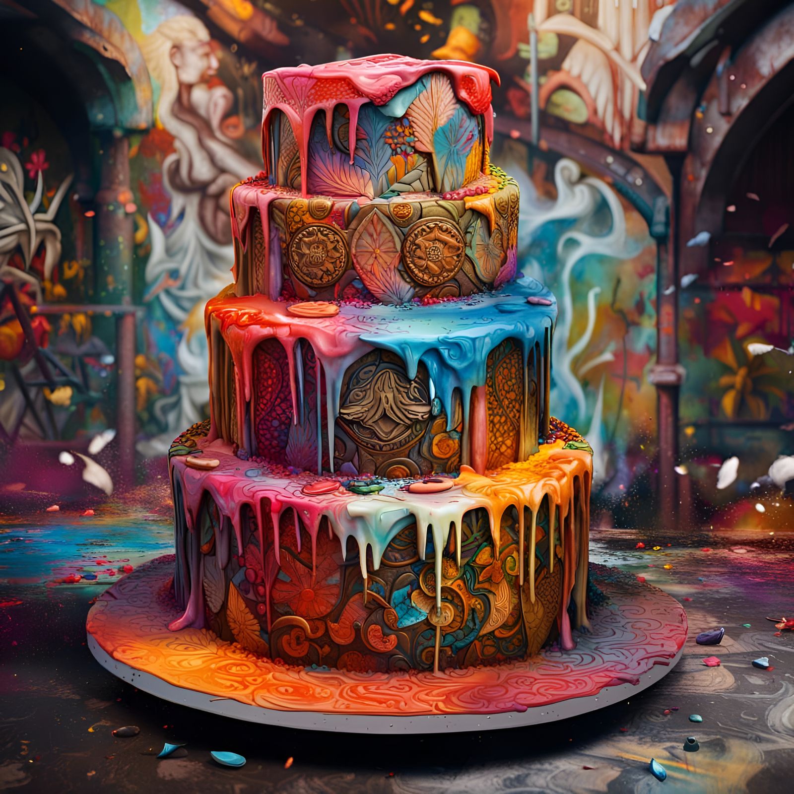 Game of Thrones Wedding Cake in Graffiti Art Style