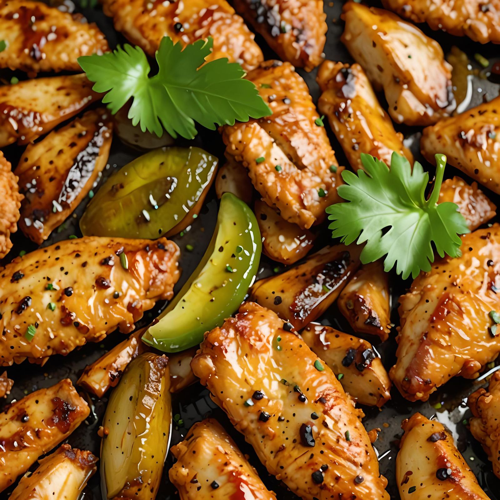 Realistic Top-Angle View of Pepper Chicken Fry