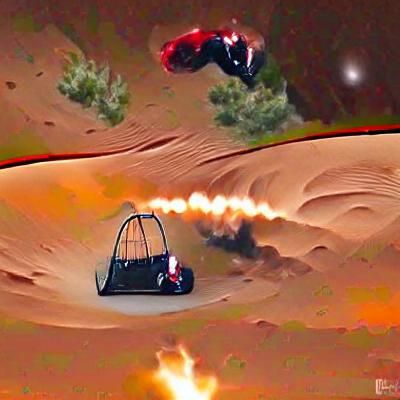 Ejected from Space Dune Buggy: A Futuristic Scene