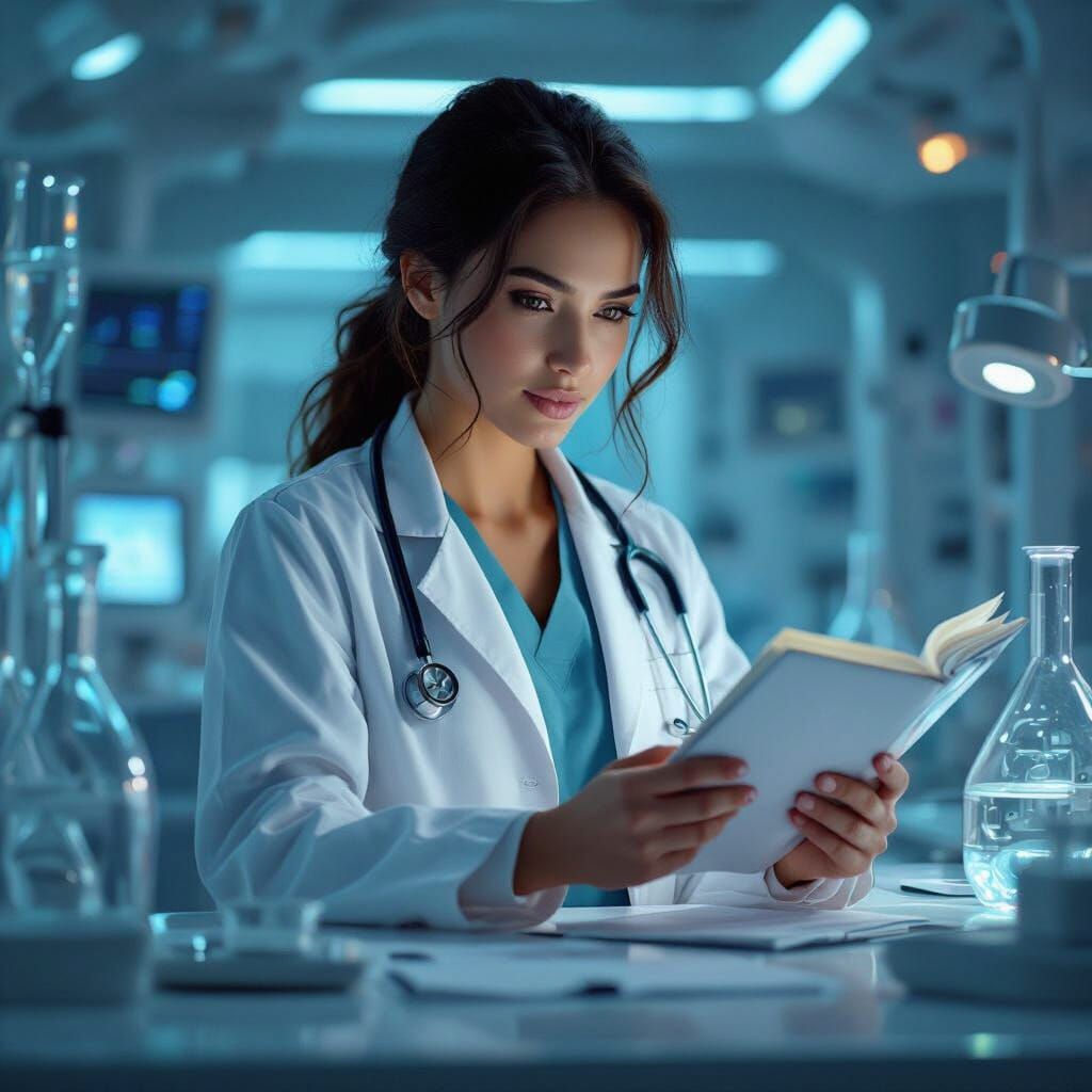 Futuristic Medicine Study in Detailed Matte Painting