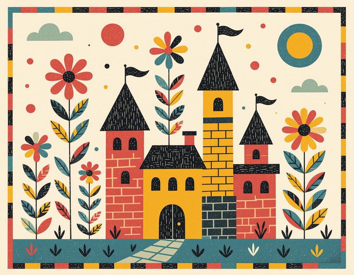 Multicoloured Minimalist Folklore Art in 2D