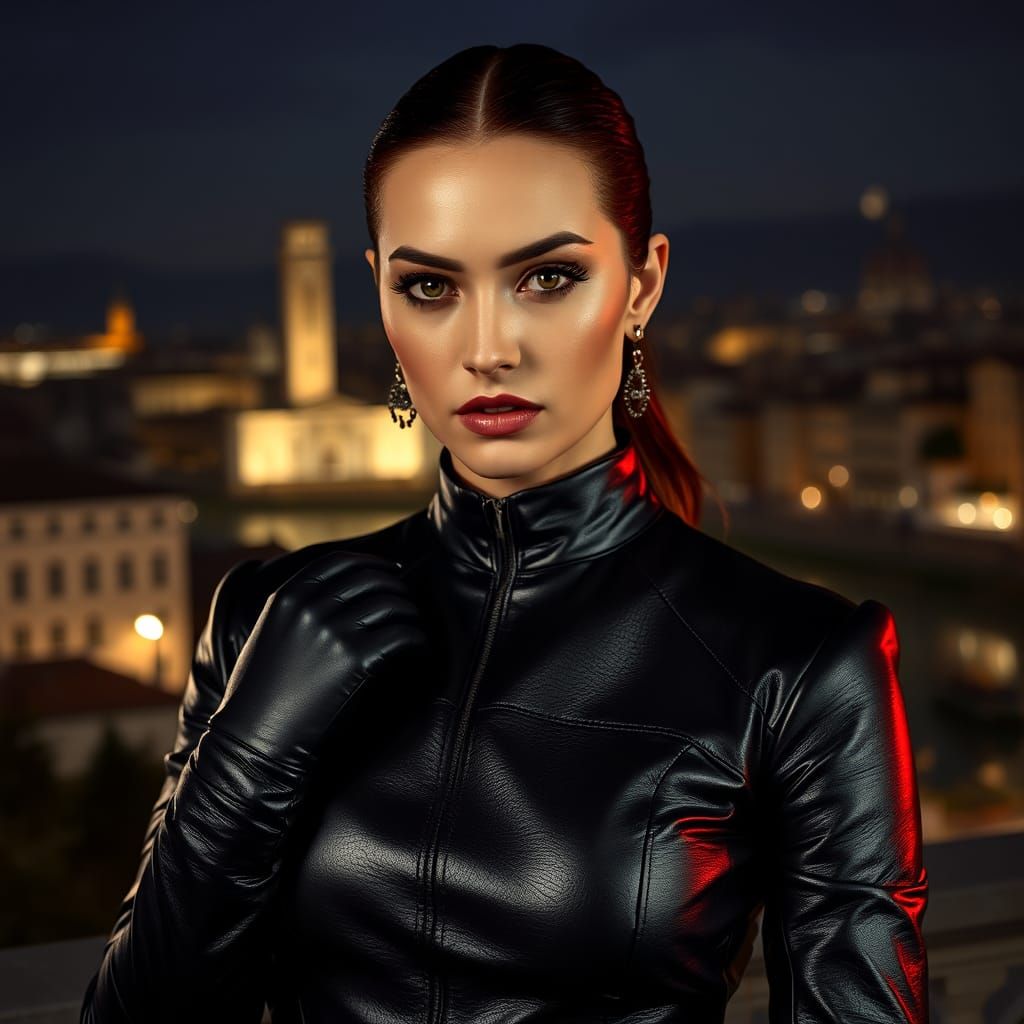 Lucrezia Borgia in Modern Leather, Surreal Photo