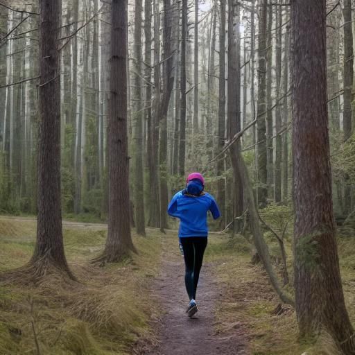 Woman Running in Forest Action Photography