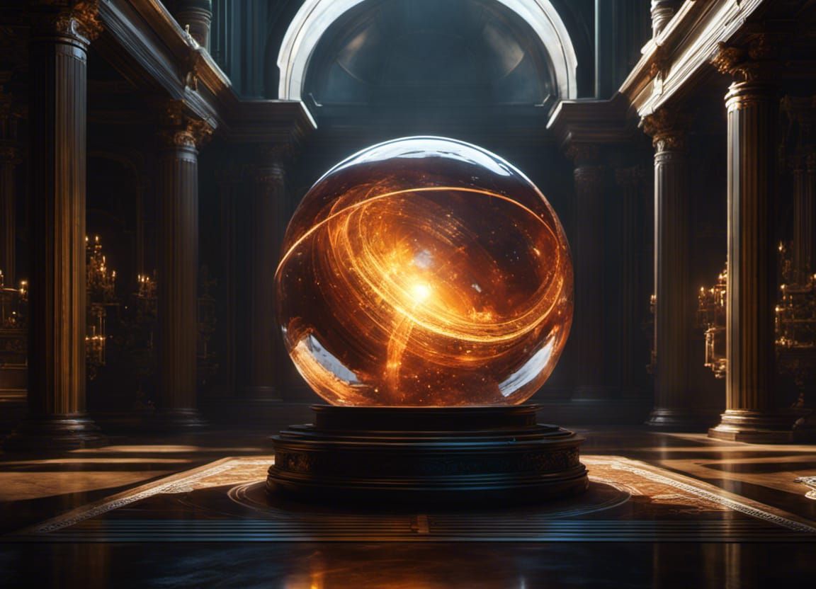 Cube Encased in Sphere: Dark Fantasy Concept Art