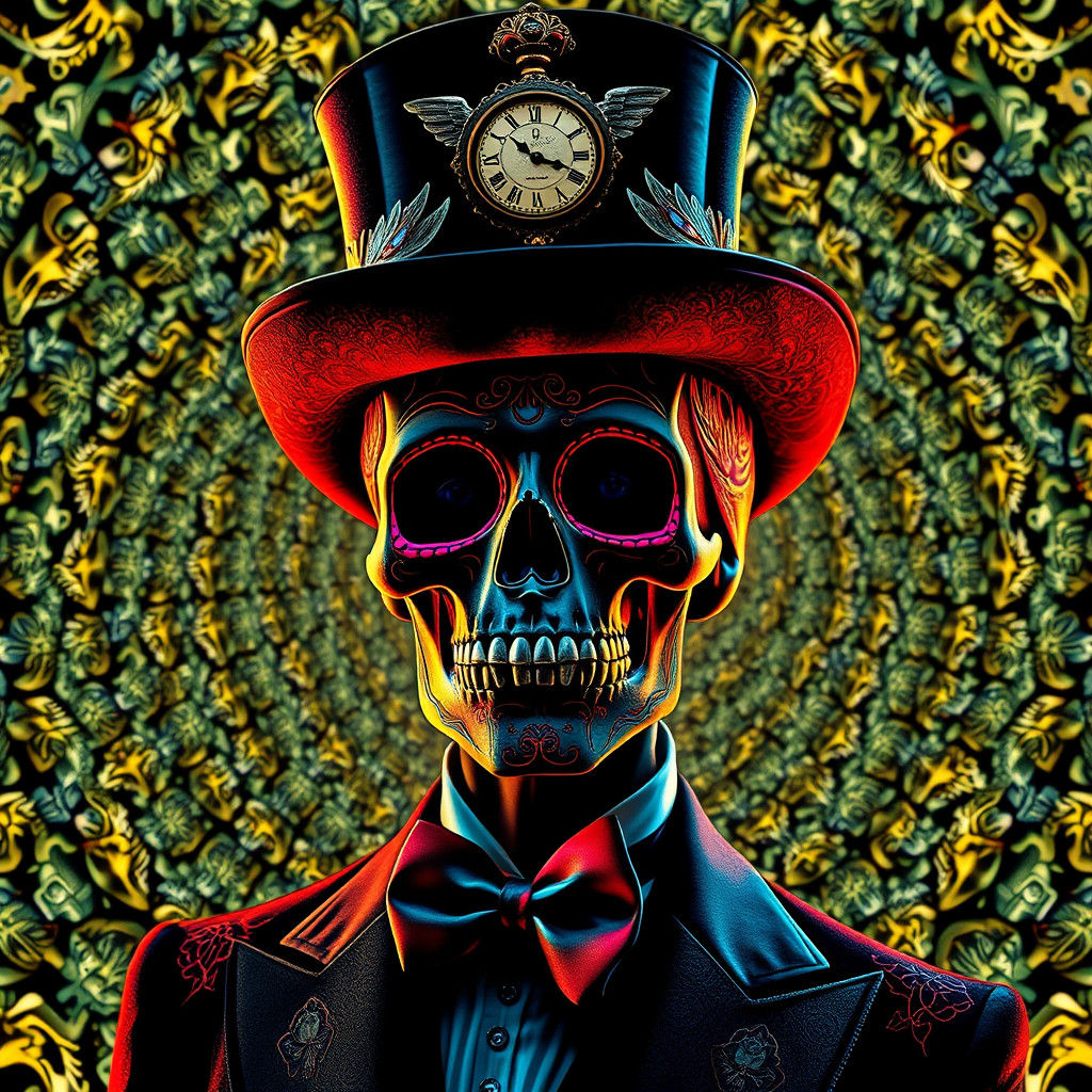 Calavera Sugar Skull Man with Clockwork Top Hat