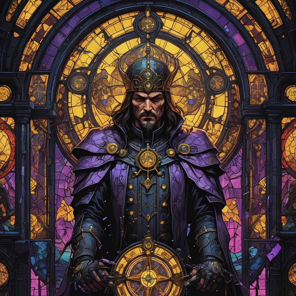 Cyberpunk Vlad Tepes Stained Glass Window