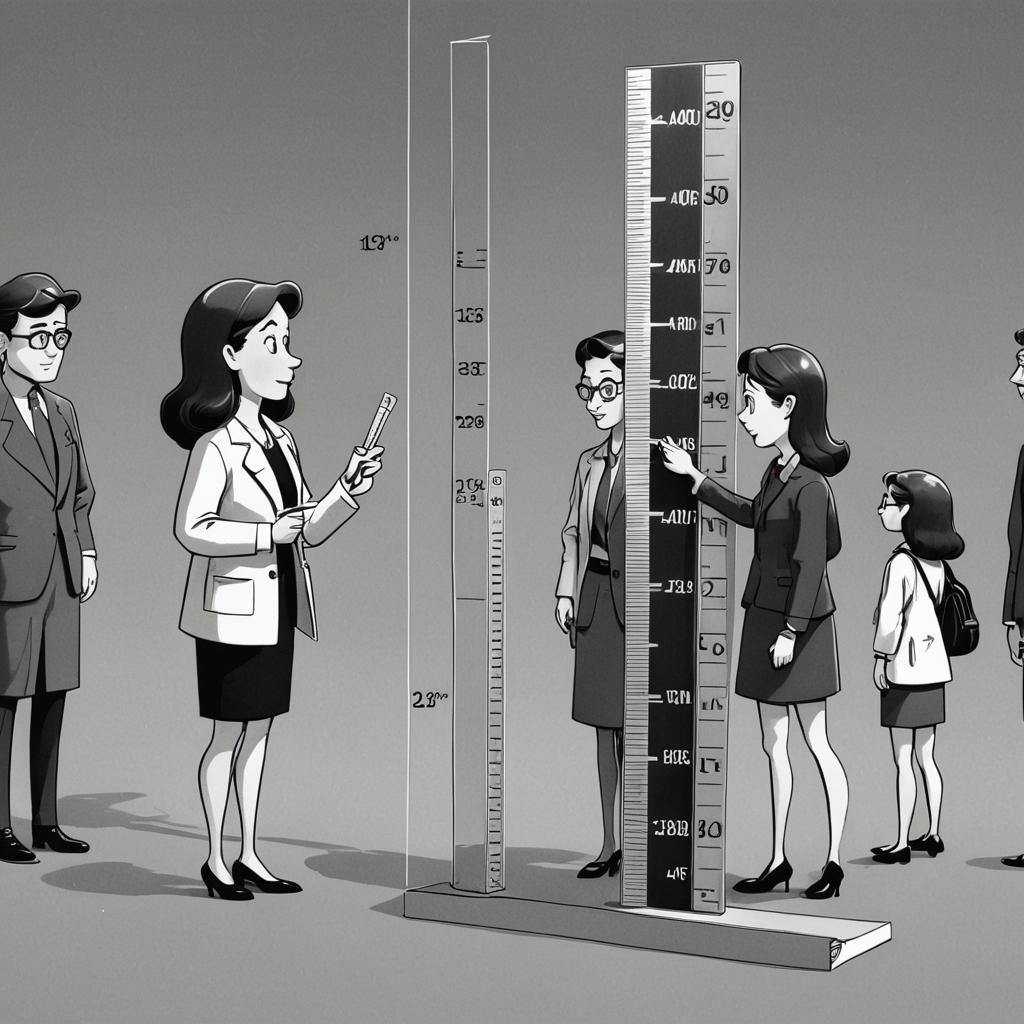 Cartoon of Researcher's Height Being Measured