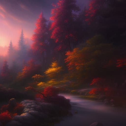 Ethereal Forest in Cosmic Mixed Media Style