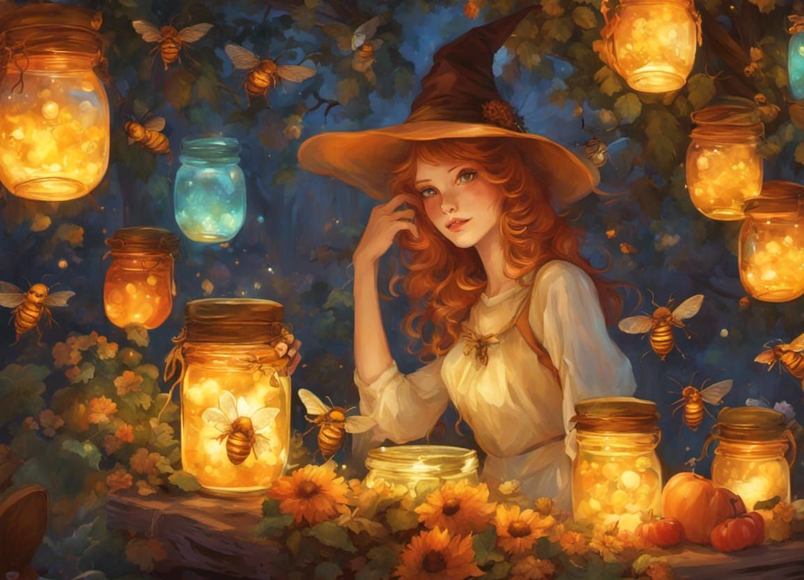 Honey Witch Selling Honey at Farmer's Market