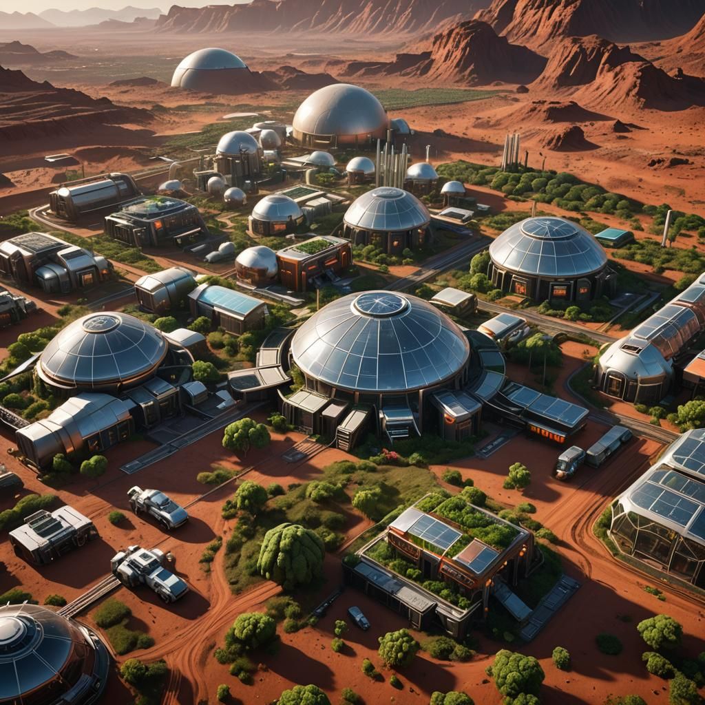 Futuristic Mars Colony: Detailed Matte Painting in Unreal En...