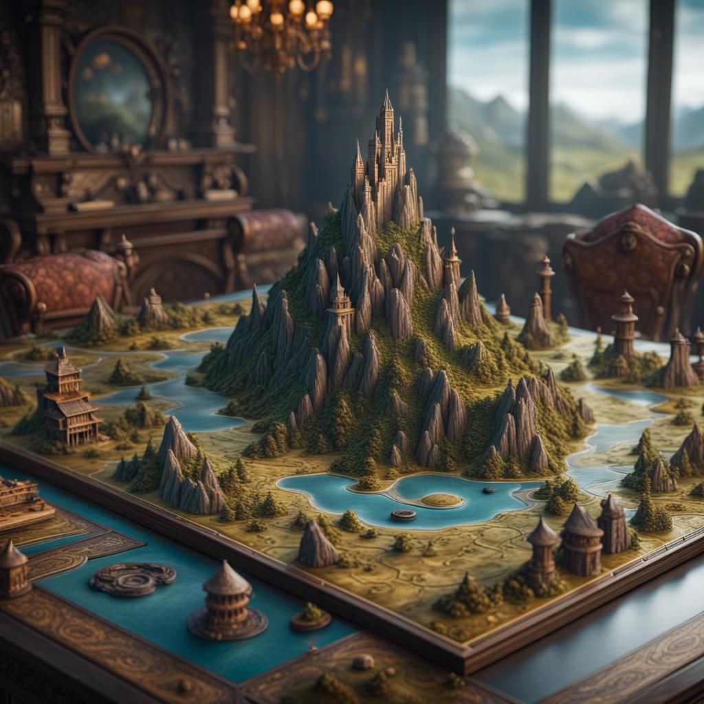 Fantasy Landscape Board Game in Detailed 3D