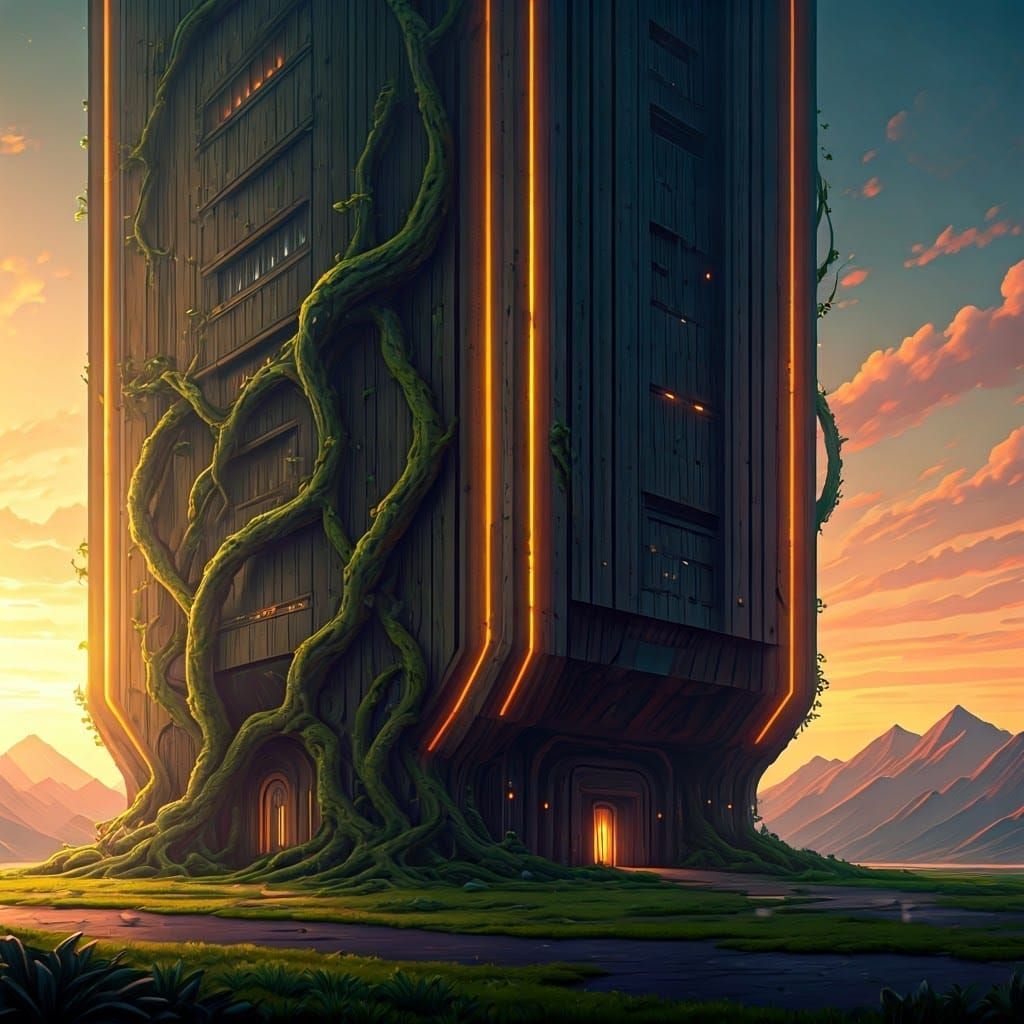 Eco-Futuristic Obelisk in Hyperrealistic Style