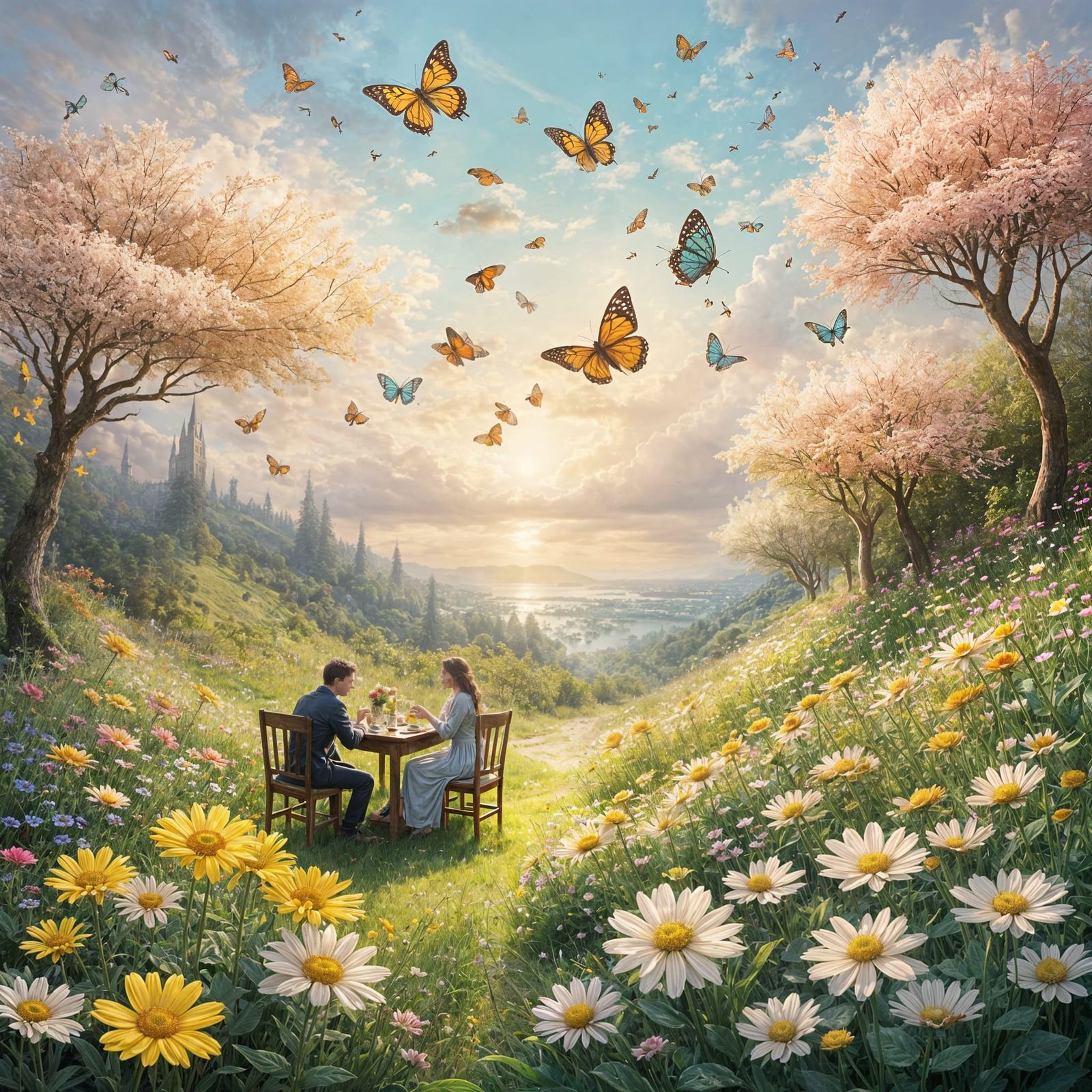 Romantic Dinner in a Flower Sea