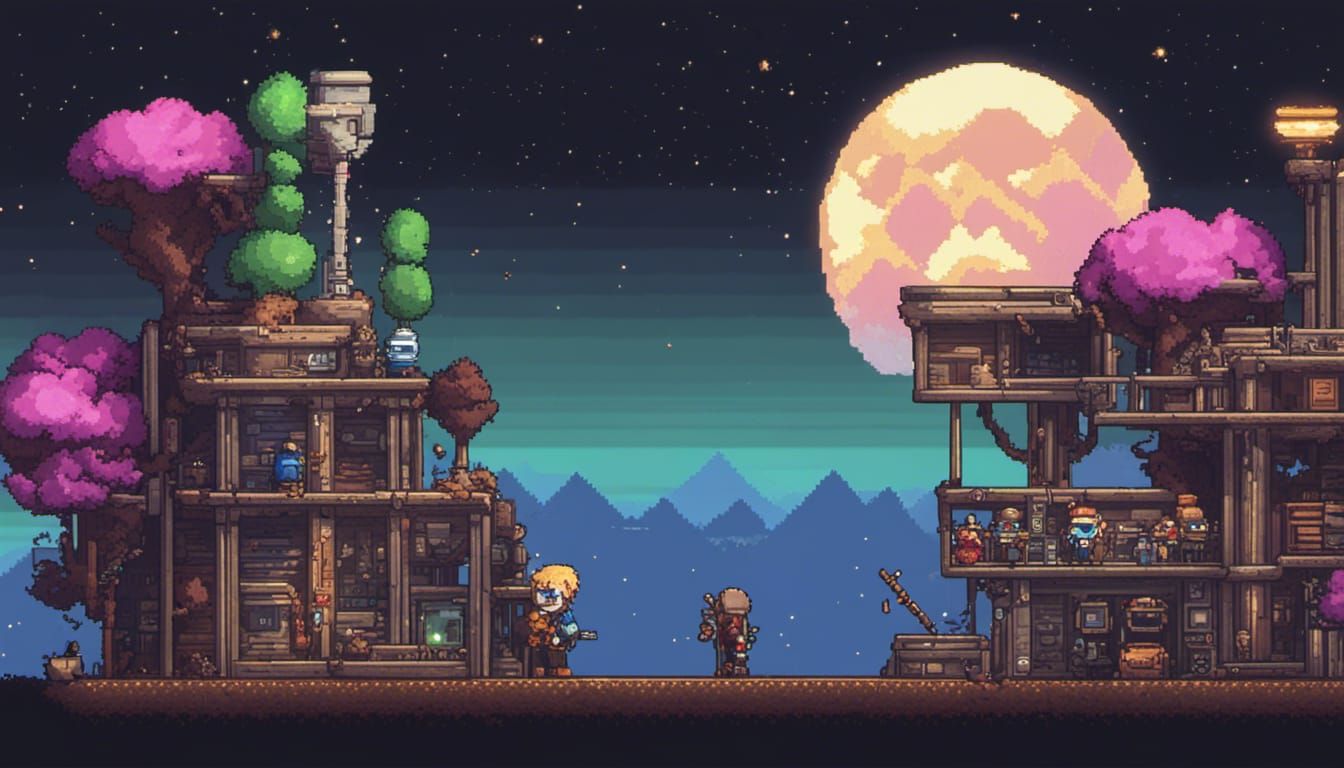 Starbound Scene in Pixel Art