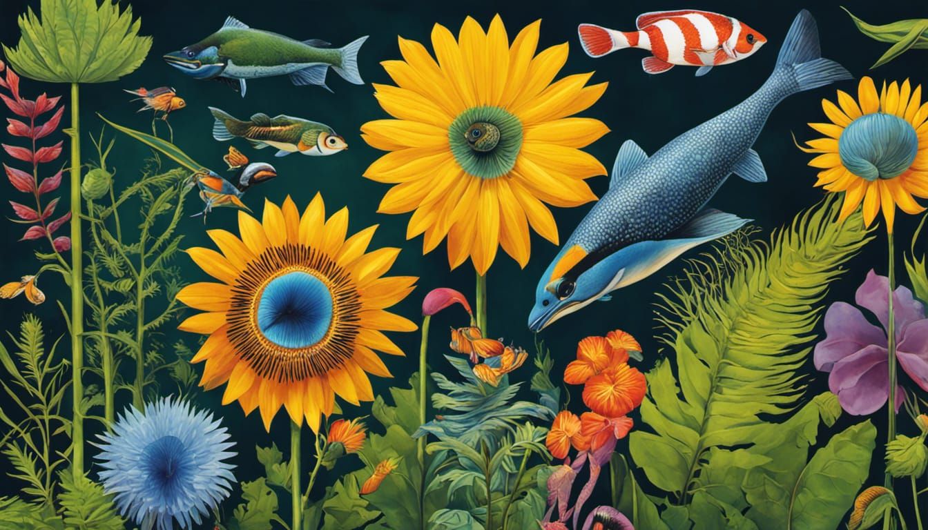 Ecological Biopunk World Map with Animals