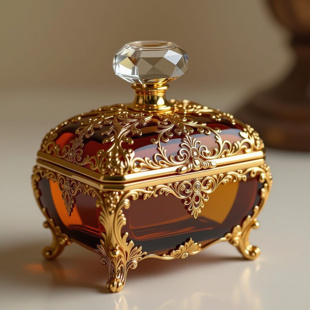 Perfume Bottle Trinket Box in Warm Earthy Tones