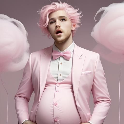 Cute Pink-Haired Male with Big Belly