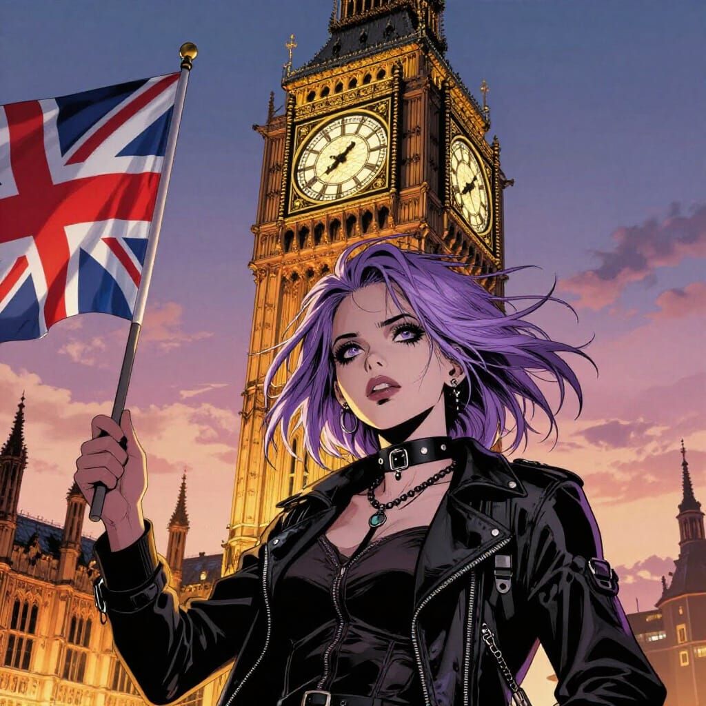 Goth Girl with England Flag by Big Ben
