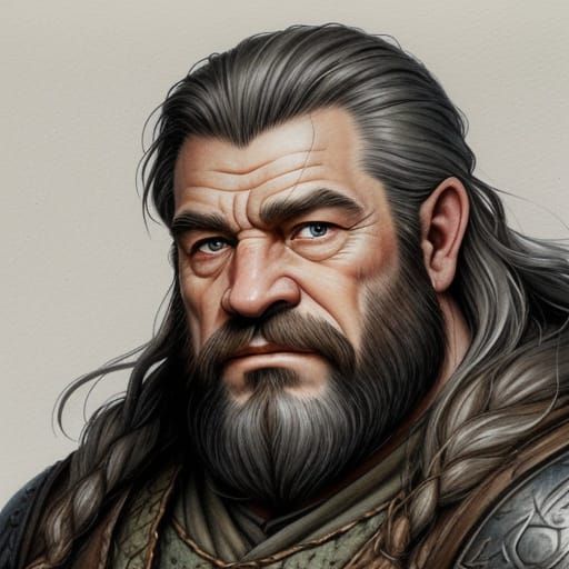 Dwarf Portrait in Watercolor, Hobbit Style