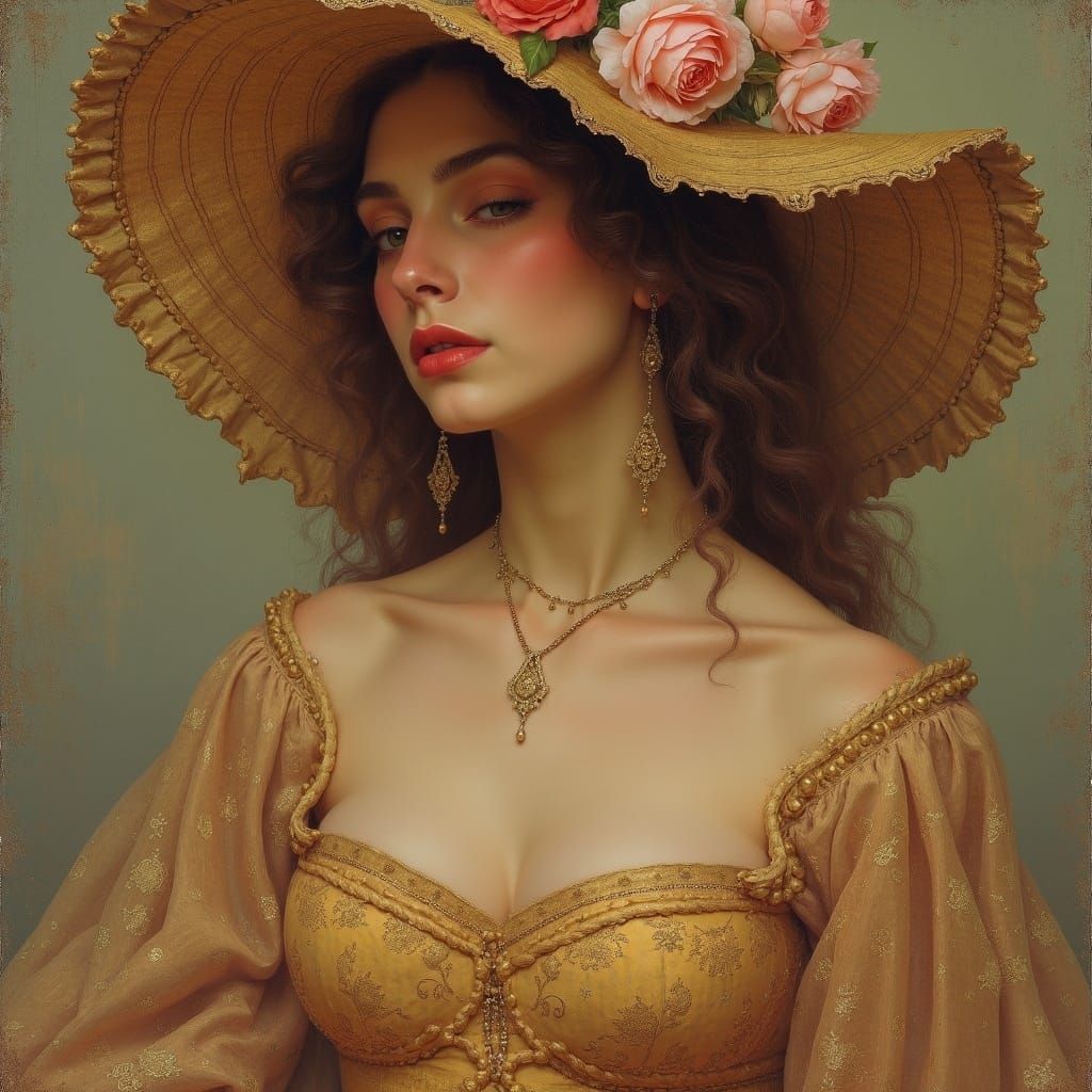 Elegant Woman Portrait in Renaissance Art Style