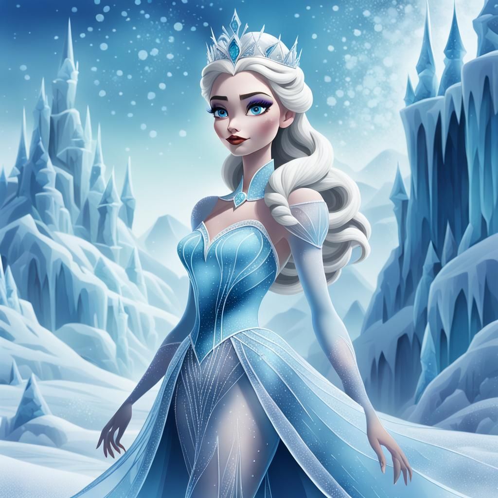 Whimsical Ice Queen in Frosty Tex Avery Style