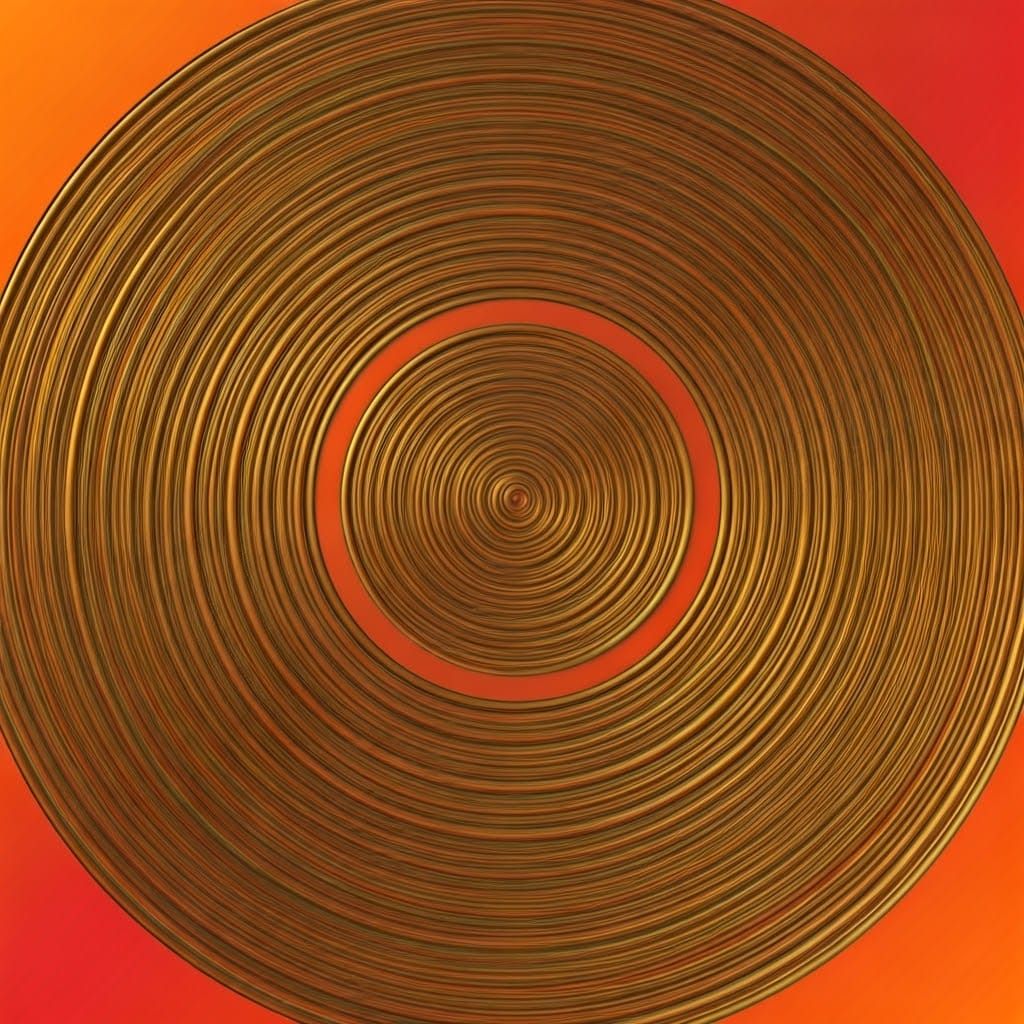 Golden Futuristic Rings in Vibrant Orange Gradient