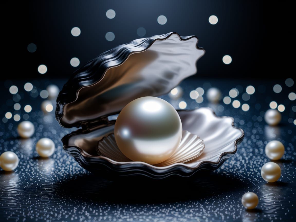 Pearl in a Black Oyster Shell
