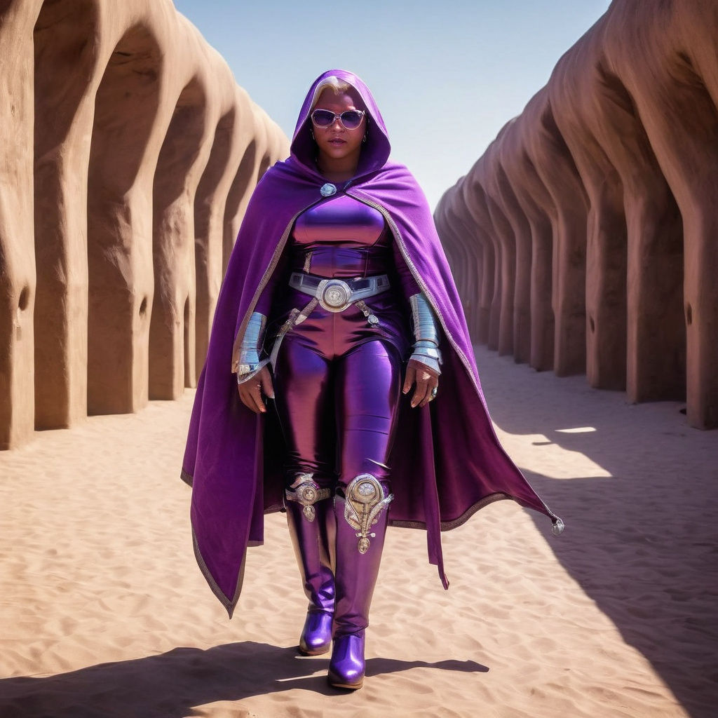 Female Jedi Master on Tatooine with Purple Saber and Unicorn