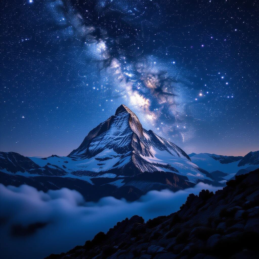 Milky Way Over Majestic Mountain Peak