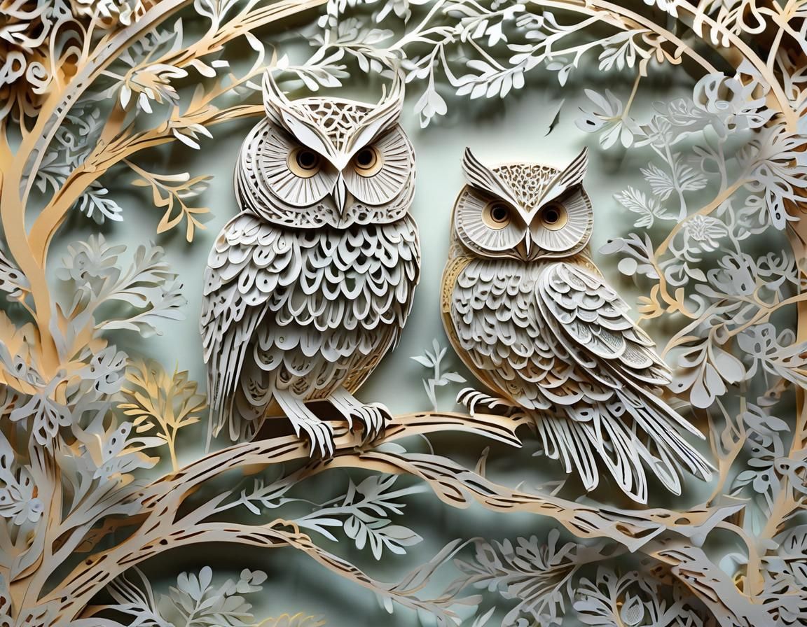 Kirigami owls