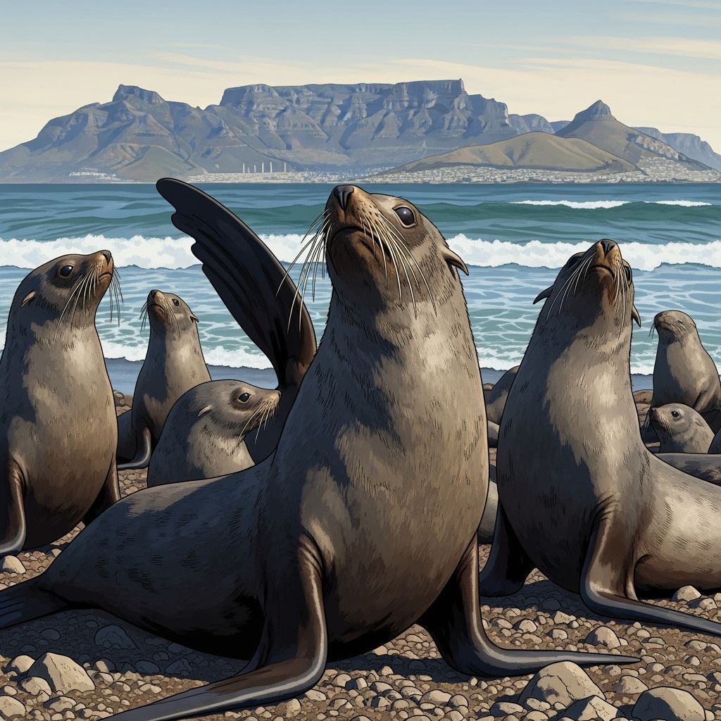 Cape Fur Seals on Robben Island in Stylized Realism