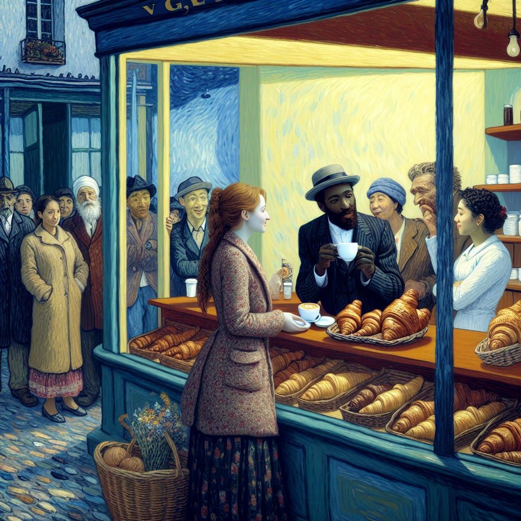 Bakery Scene in Impressionistic Style