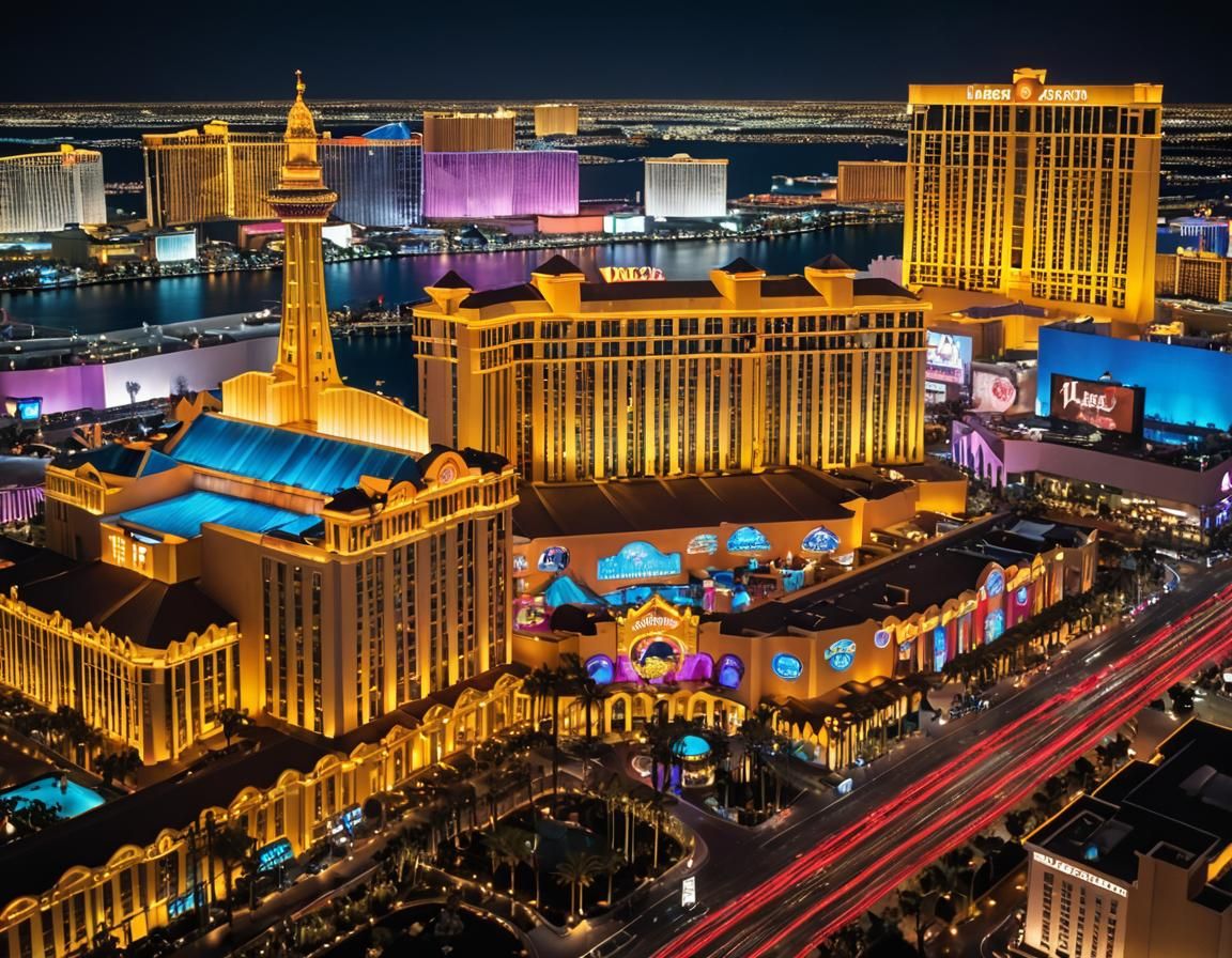 Illuminated Building on the Las Vegas Strip at Night