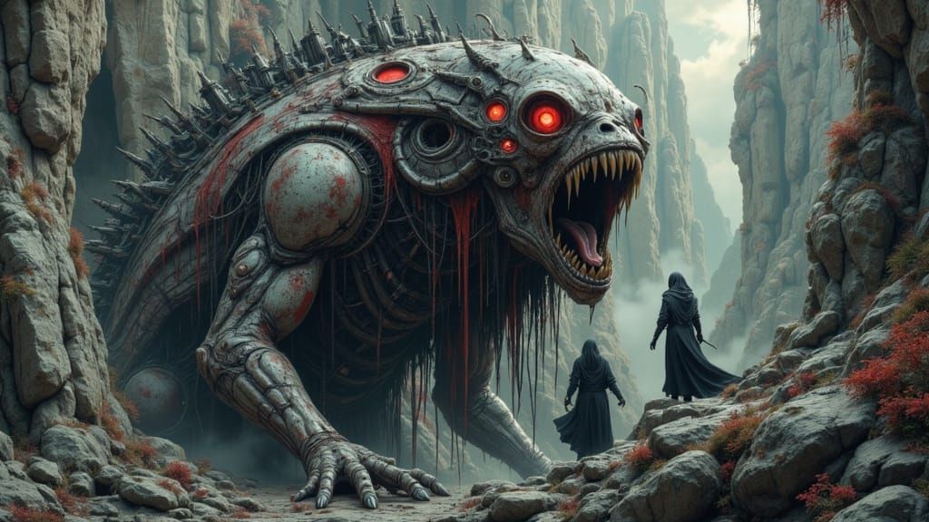 Macabre Dark Fantasy Art with Future Elements