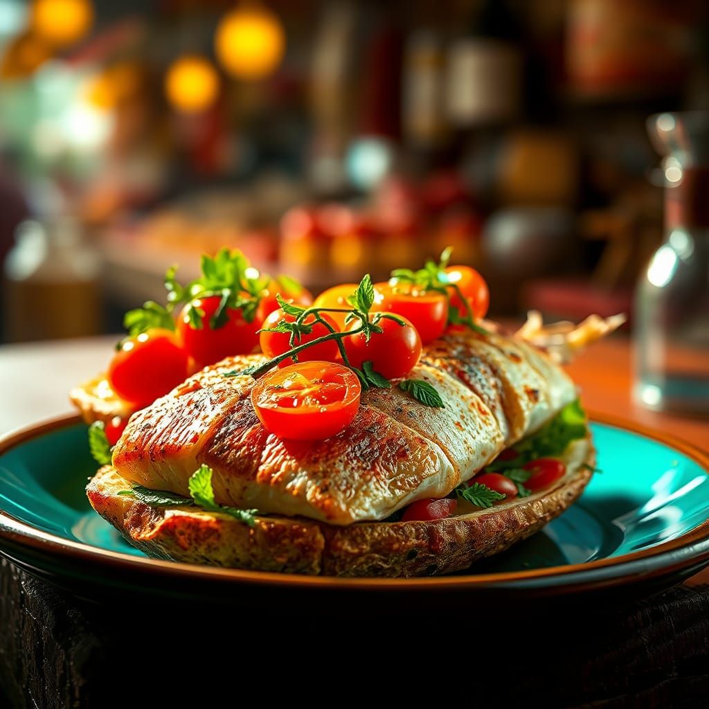 Hyperrealistic Tilapia Tapas with Cherry Tomatoes