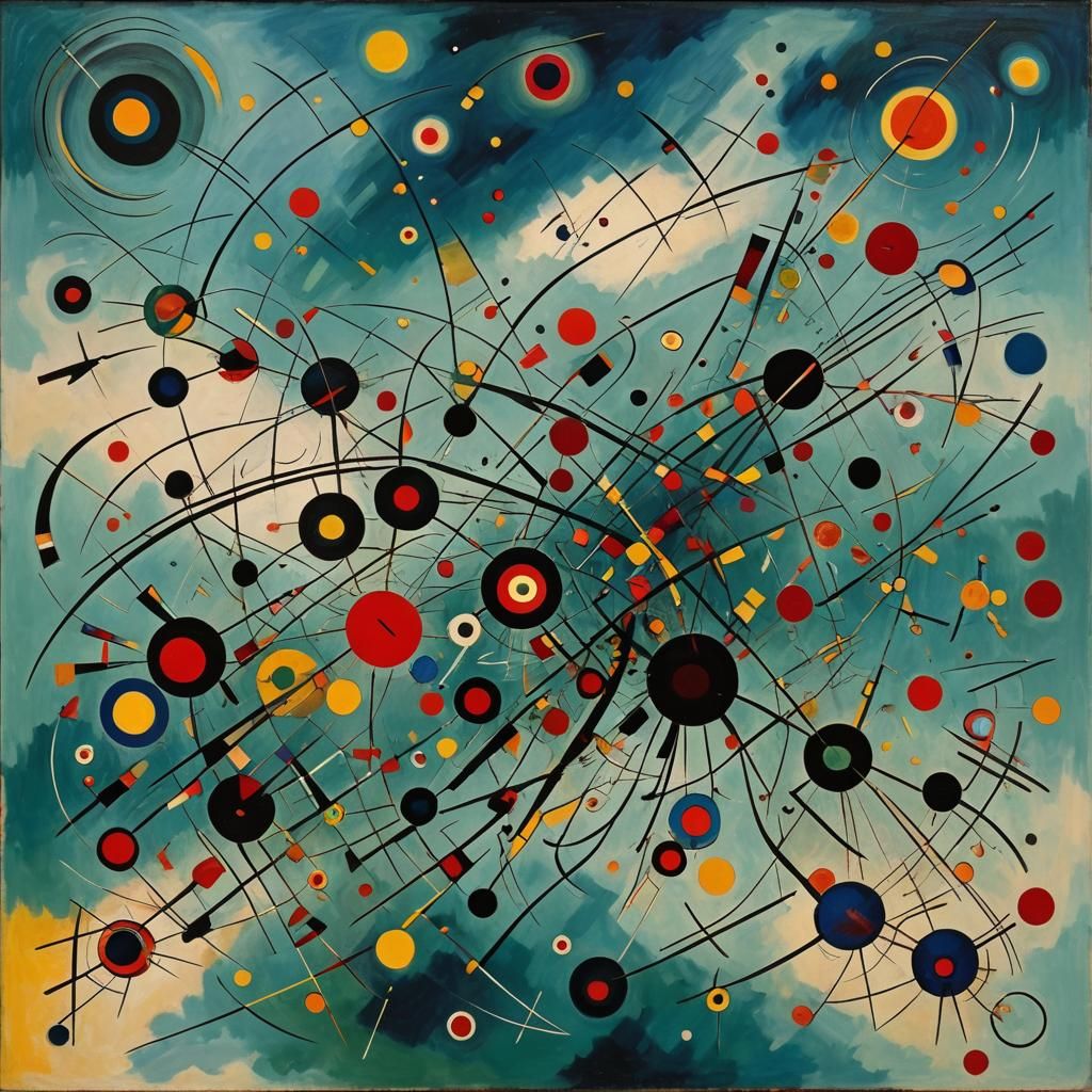 Binary code dream of a thunderstorm, Kandinsky, oil on canvas