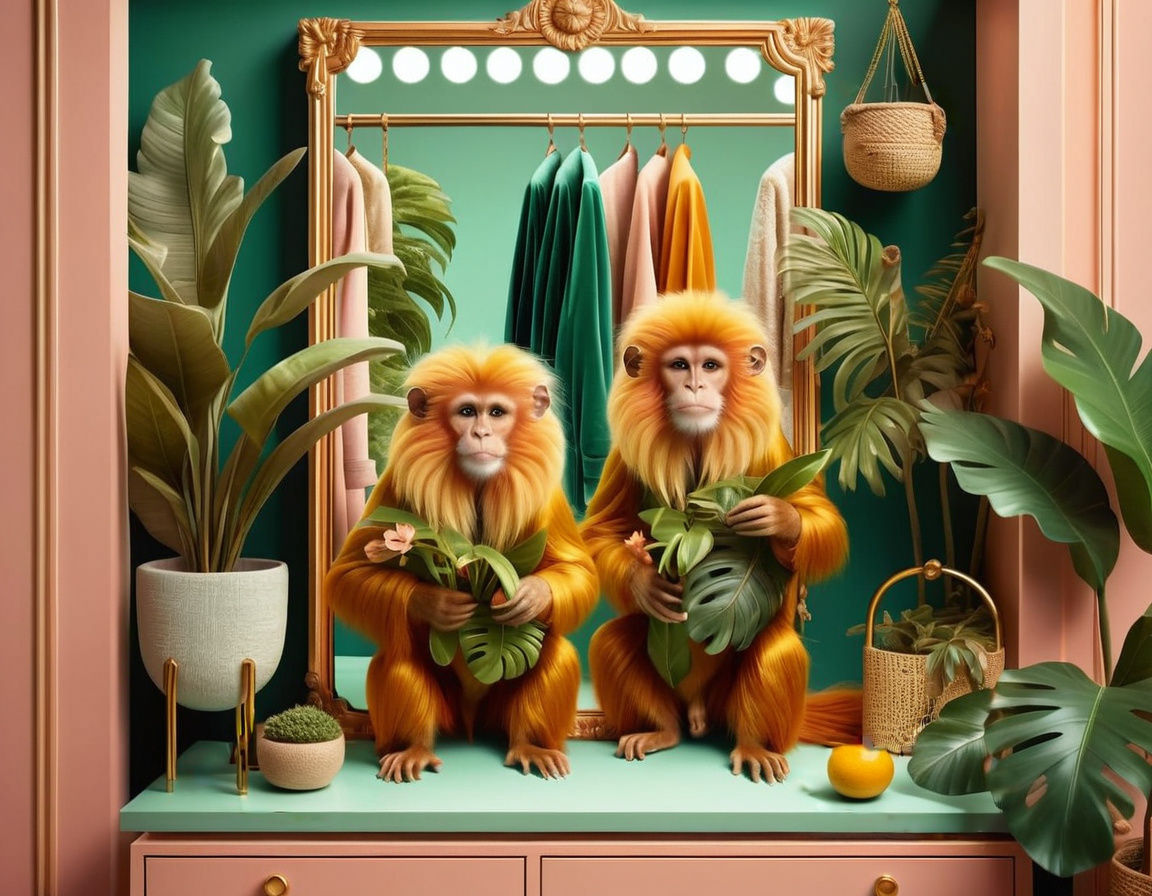 Golden Lion Tamarins Gardening in a Closet