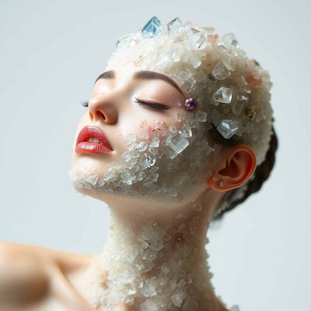 Crystalline Woman: Digital Art Portrait