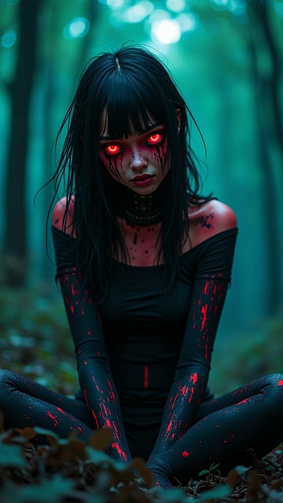 Bioluminescent Android in Grim Cyberpunk Setting