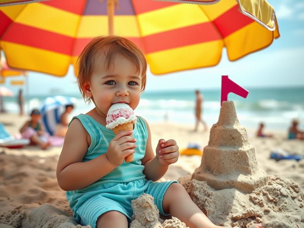 Child's Beach Day in Vibrant Colors