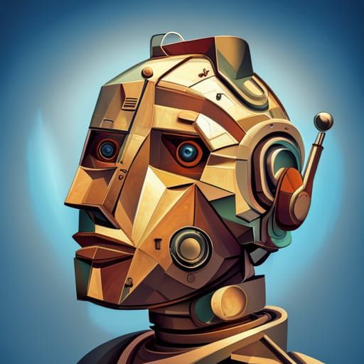 Rusty Robot in Cubist Art Deco Style