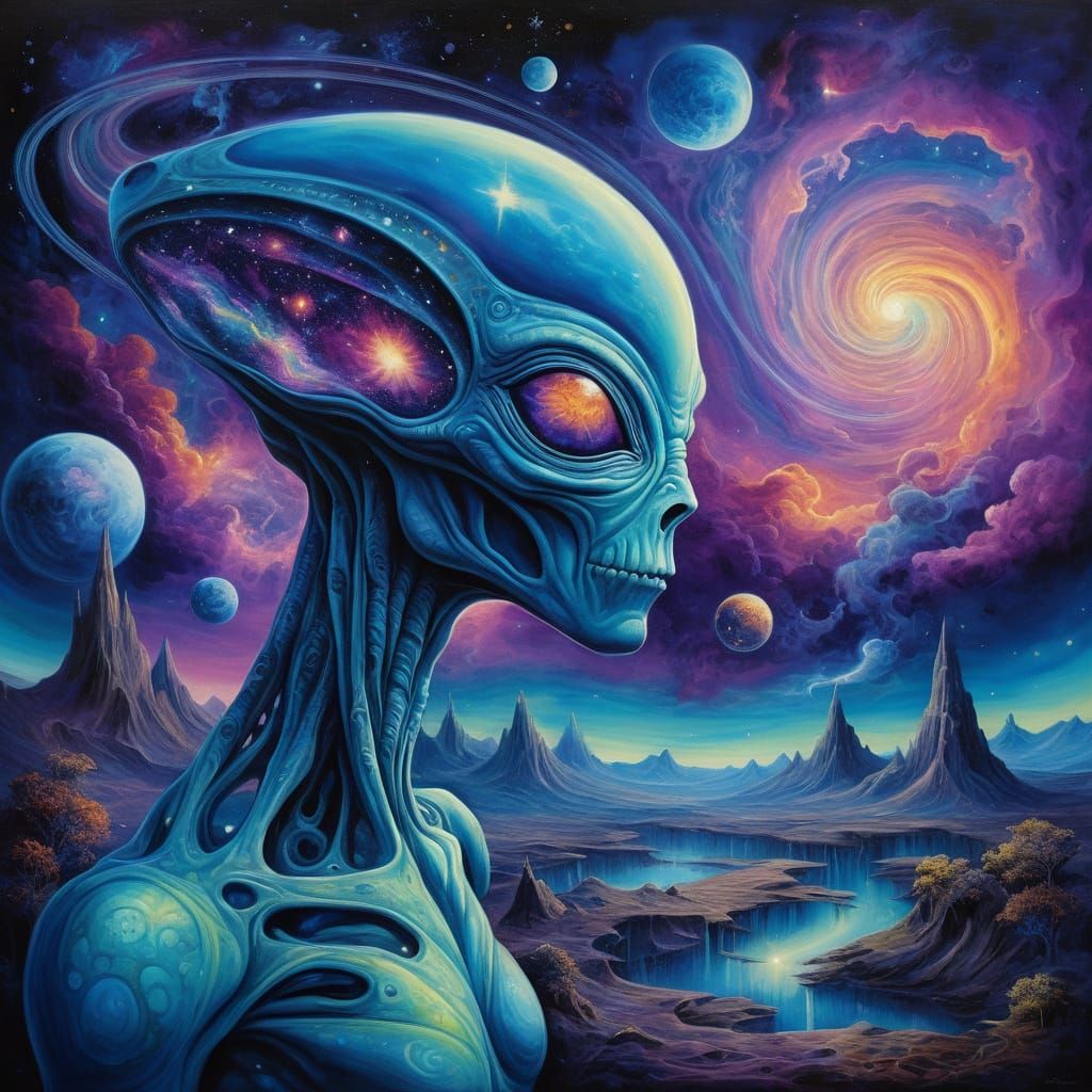 Cosmic Surrealism: Ethereal Beings Emerge from Nebula