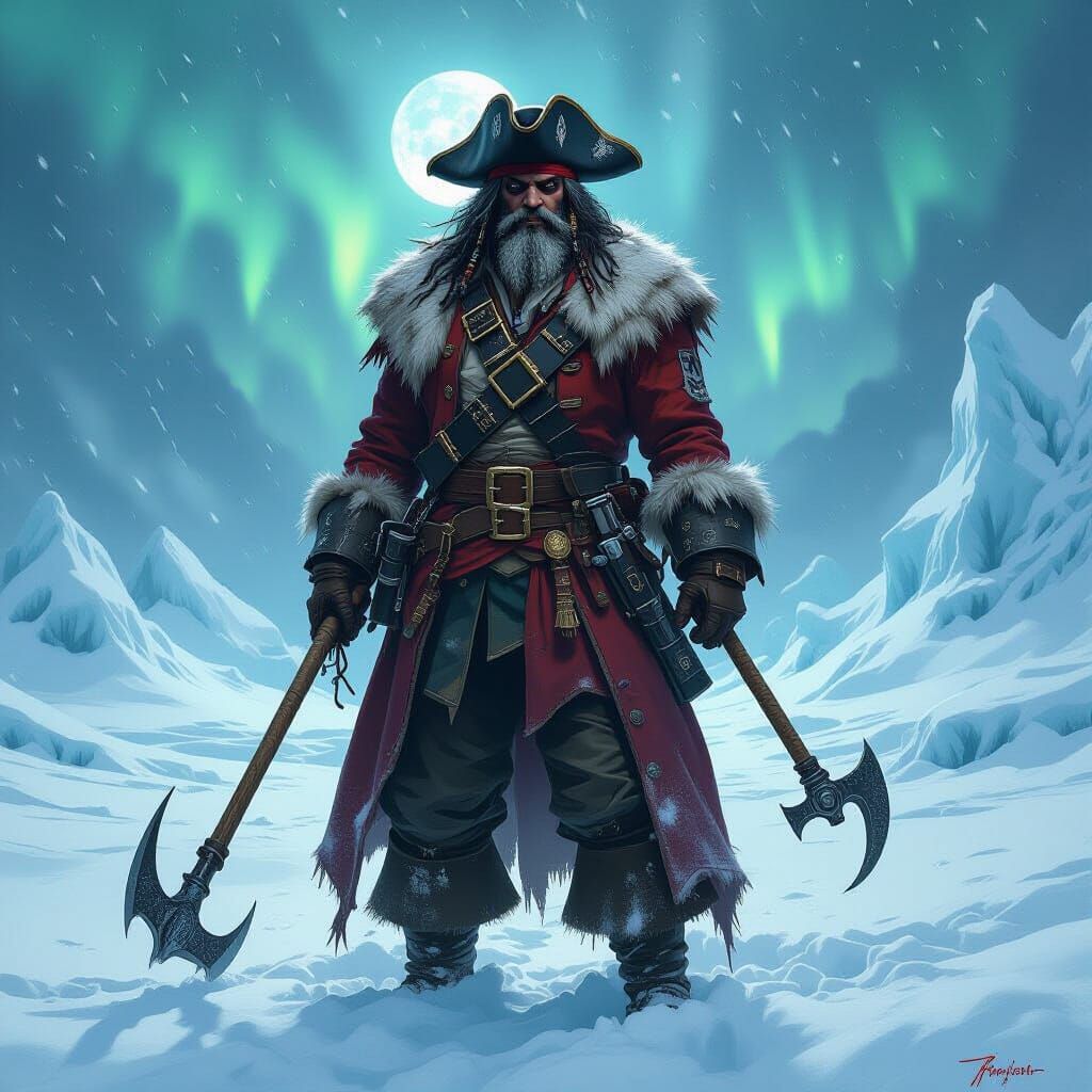 Arctic Pirate Halloween Costume in Dramatic Oil Painting Sty...